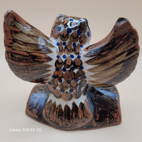 Vintage Owl On Branch Tonala Mexican Folk Art Ceramic Pottery Figurine - Picture 13 of 15